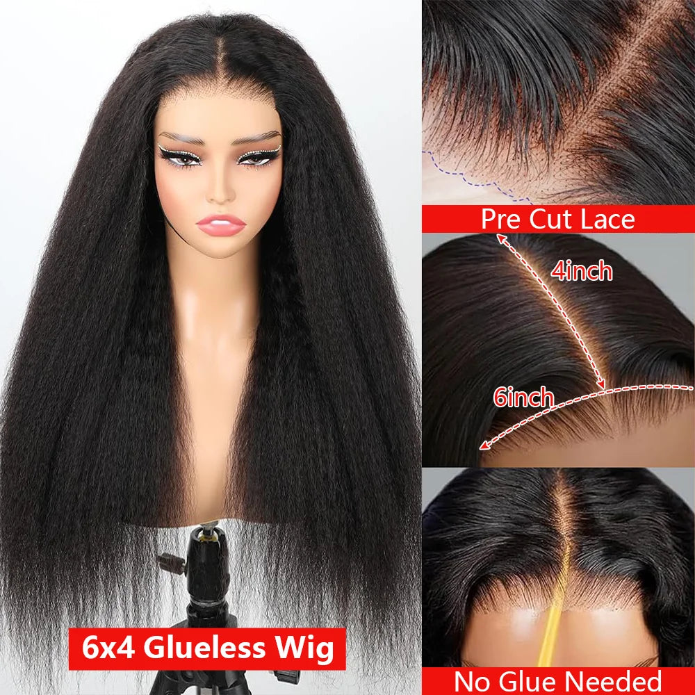 Yaki Kinky Straight Wigs With Curly Edges