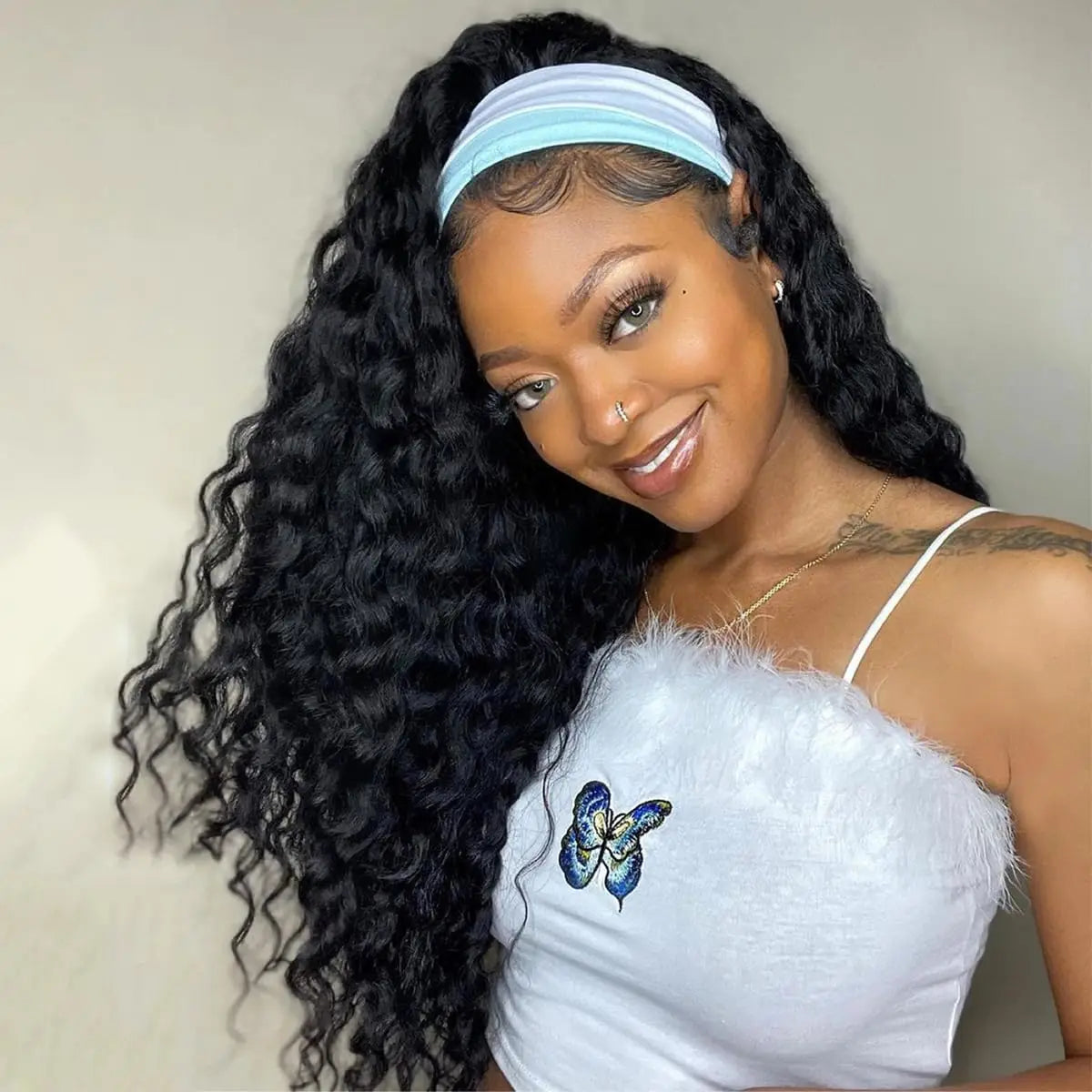 Curly Deep Wave Headband Wig