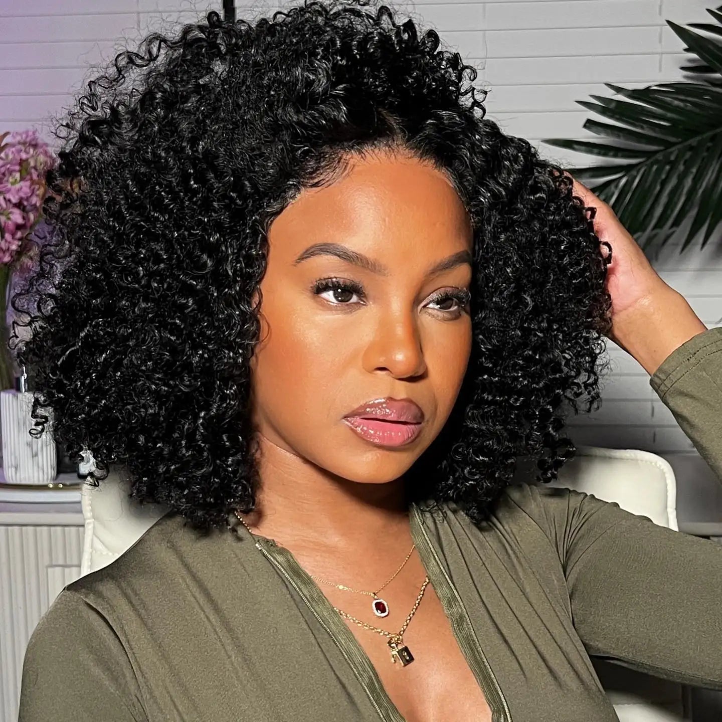 Curly Bob Water Wave Wig