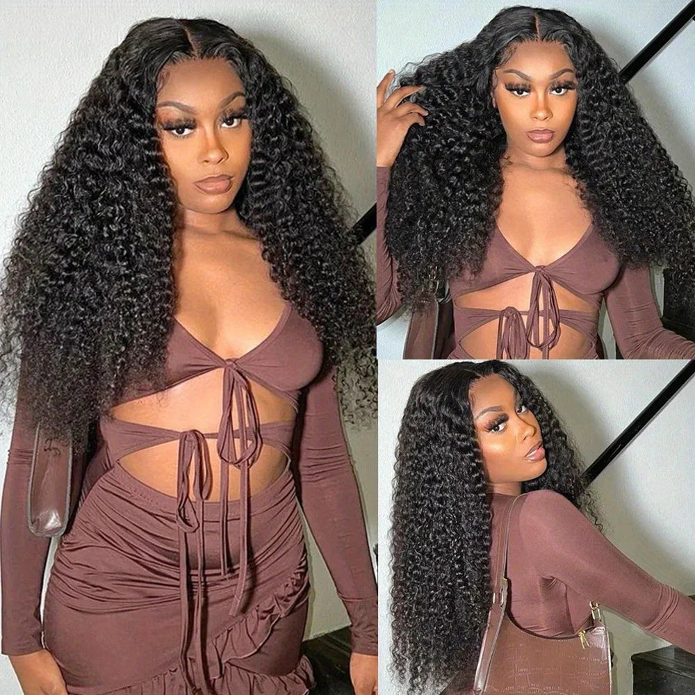 Pre Plucked HD Transparent Kinky Curly Wigs