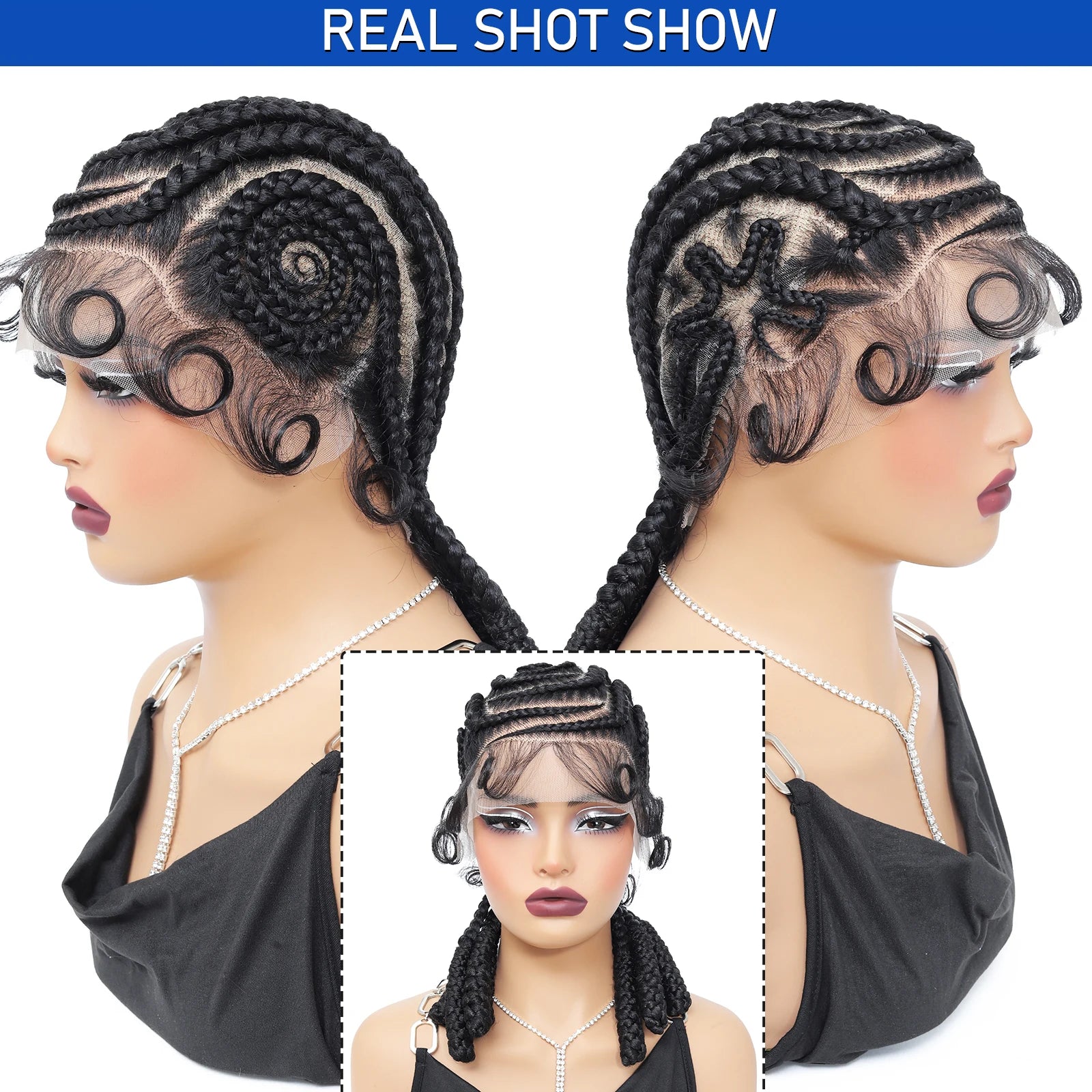 Hand-tied Full Lace Cornrow Braided Wigs