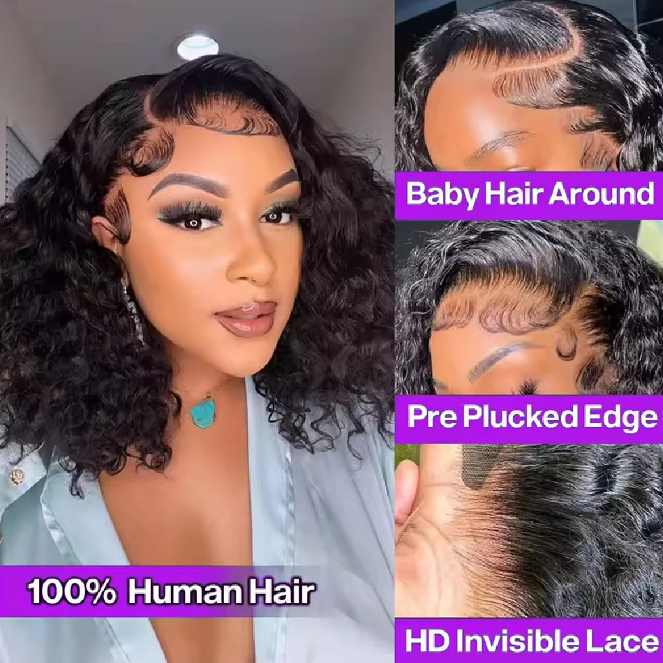 Curly Bob Water Wave Wig