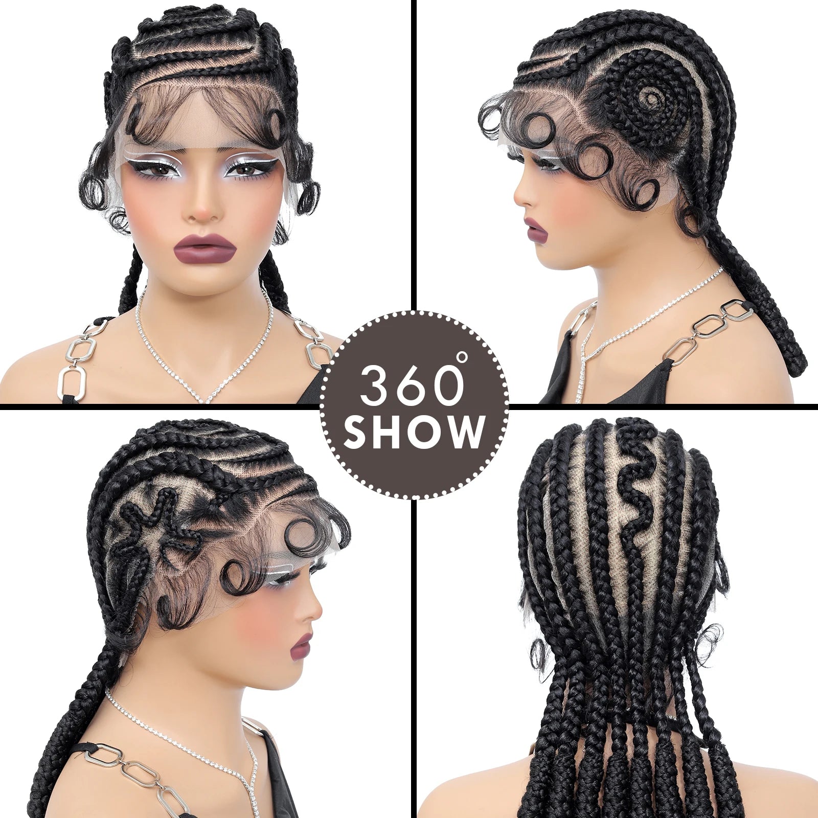 Hand-tied Full Lace Cornrow Braided Wigs