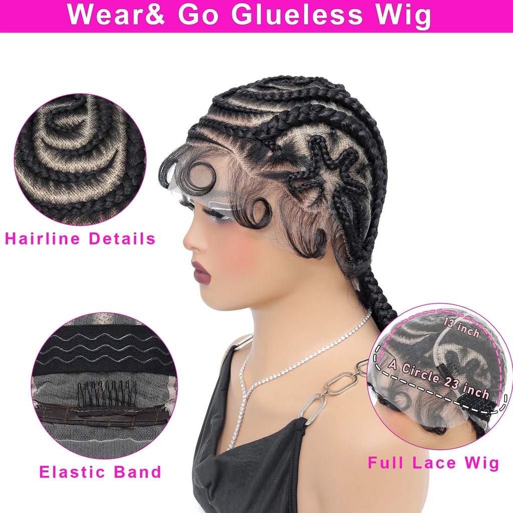 Hand-tied Full Lace Cornrow Braided Wigs