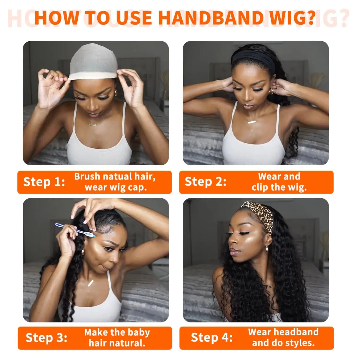 Curly Deep Wave Headband Wig