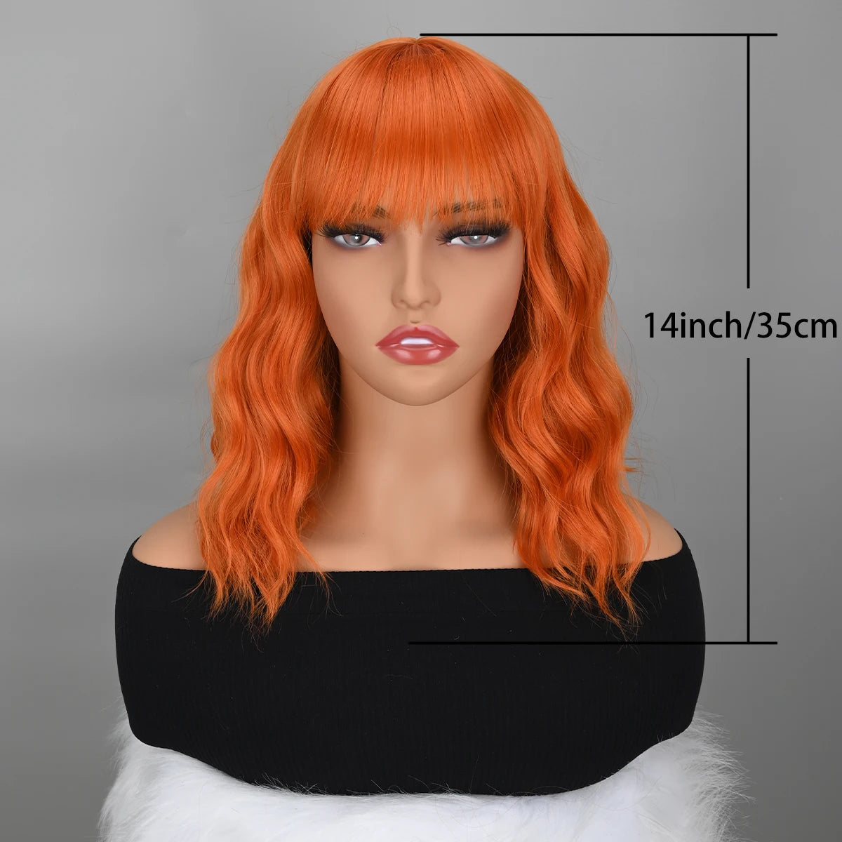 Orange Bob Wigs with Bangs