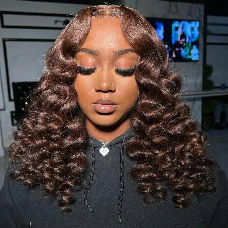Brown Short Bob Loose Deep Wave Wigs