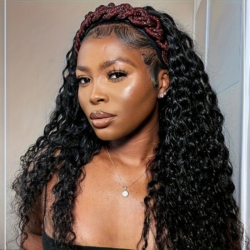 High Density Deep Wave Headband Wig