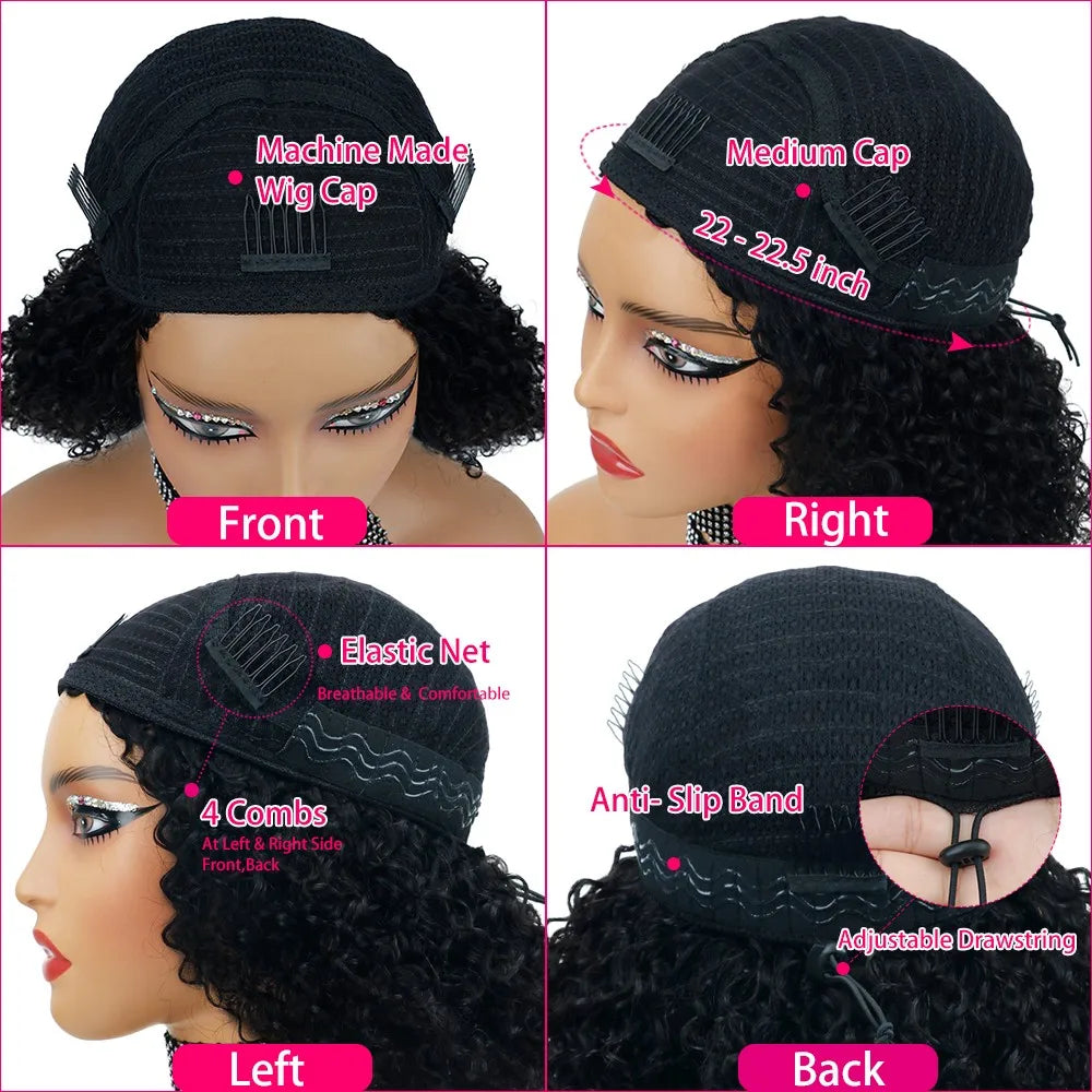 3 in 1 HD Kinky Curly Half Wig