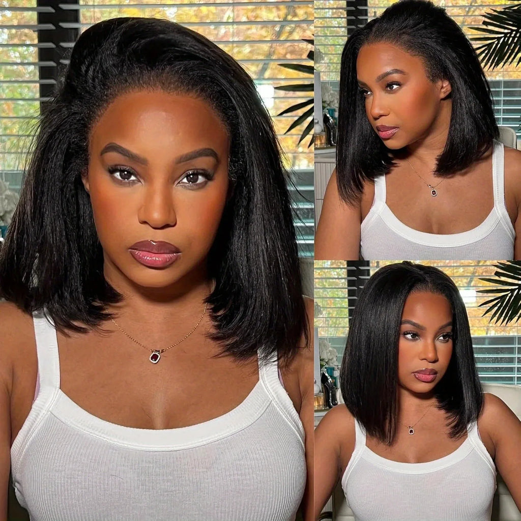 Kinky Straight Glueless Brazilian Coarse Wigs