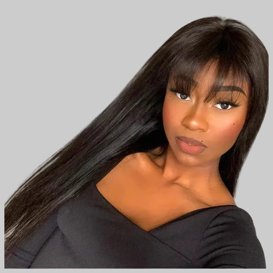 Straight Human Hair Wig With Bangs