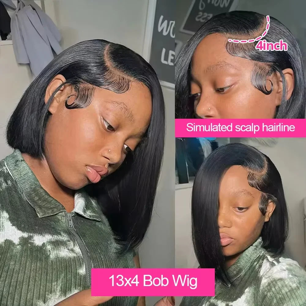 Glueless Bone Straight Bob Wig