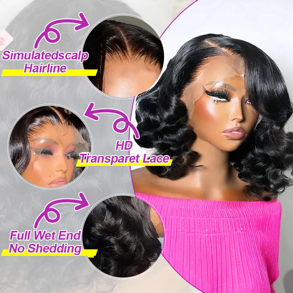 Short Bob Loose Water Wave Wig