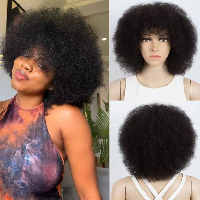 Short Afro Kinky Curly Brazilian Fluffy Wig