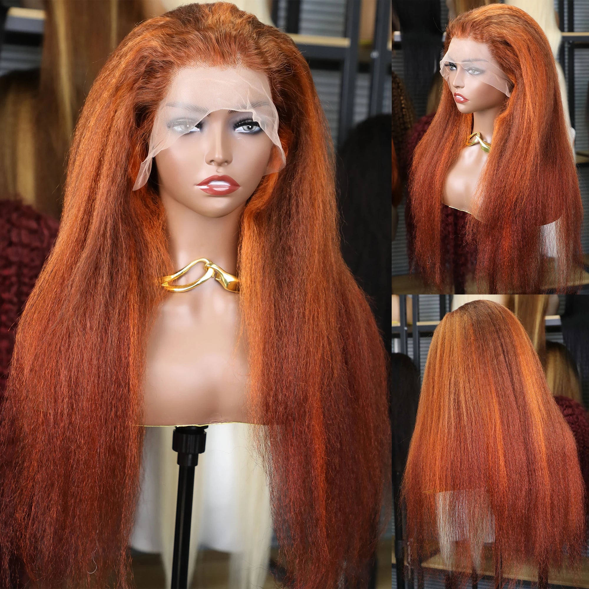 Kinky Straight HD Lace Frontal Yaki Straight Human Hair Wig