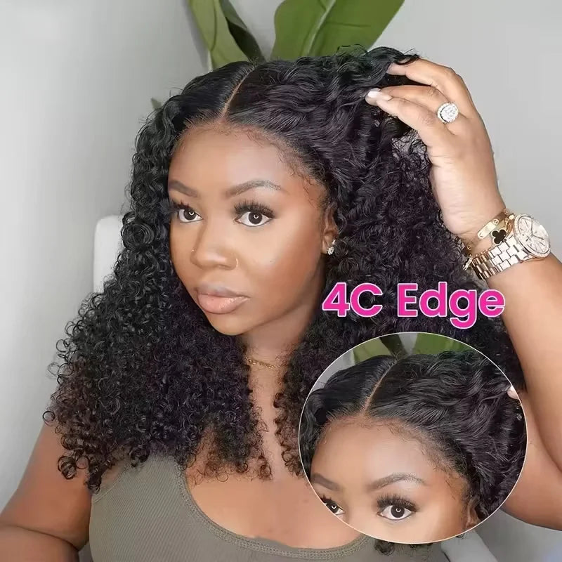 HD Lace Edges Kinky Curly Human Hair Wigs