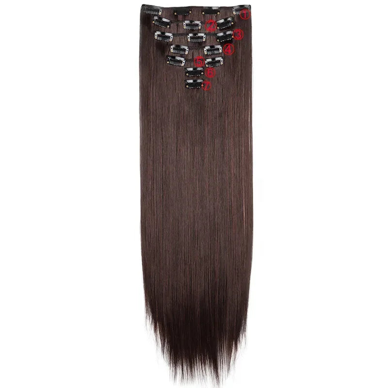 7Pcs/set Long Straight Hair Extension