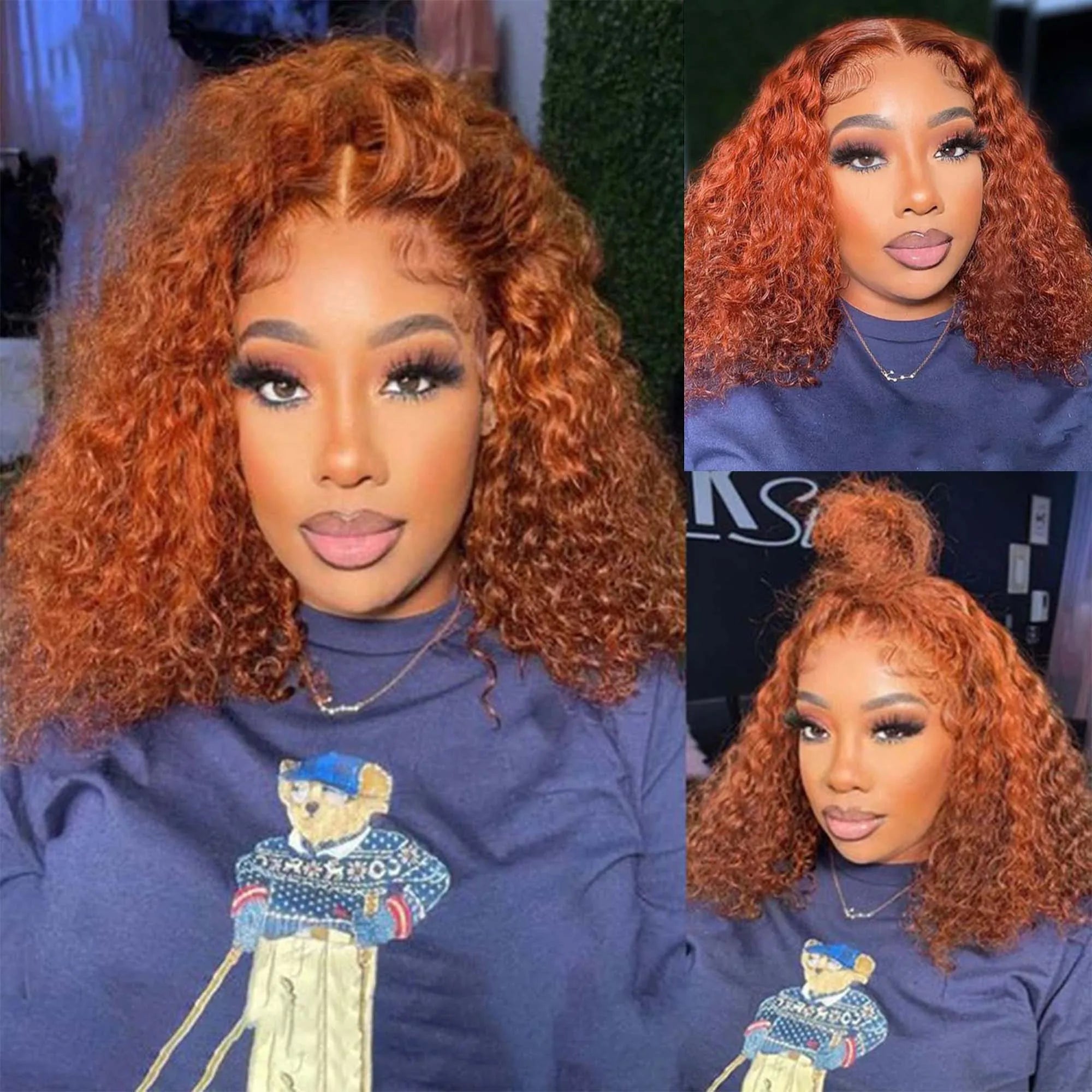 Ombre Short Bob Wigs Water Wave Wigs