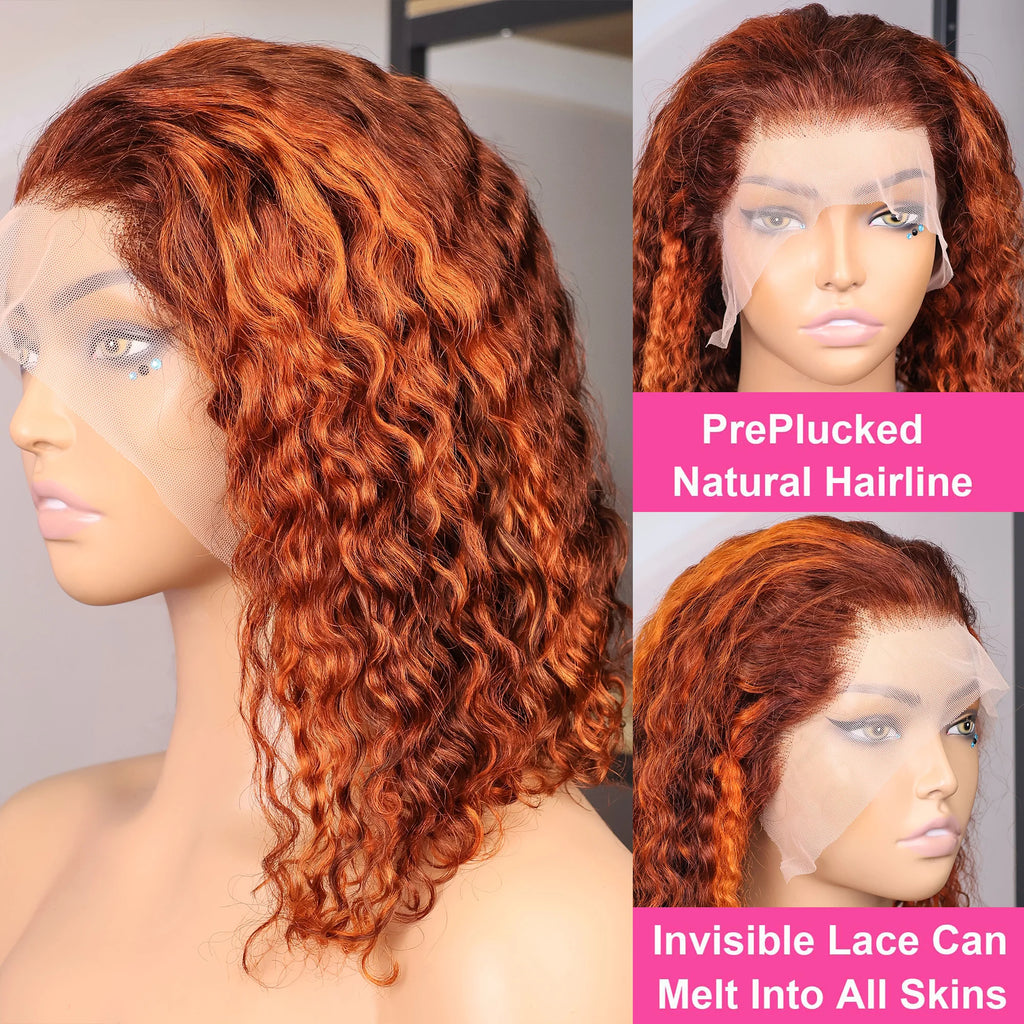 Ombre Short Bob Wigs Water Wave Wigs