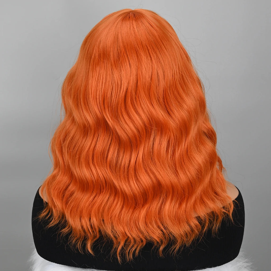 Orange Bob Wigs with Bangs