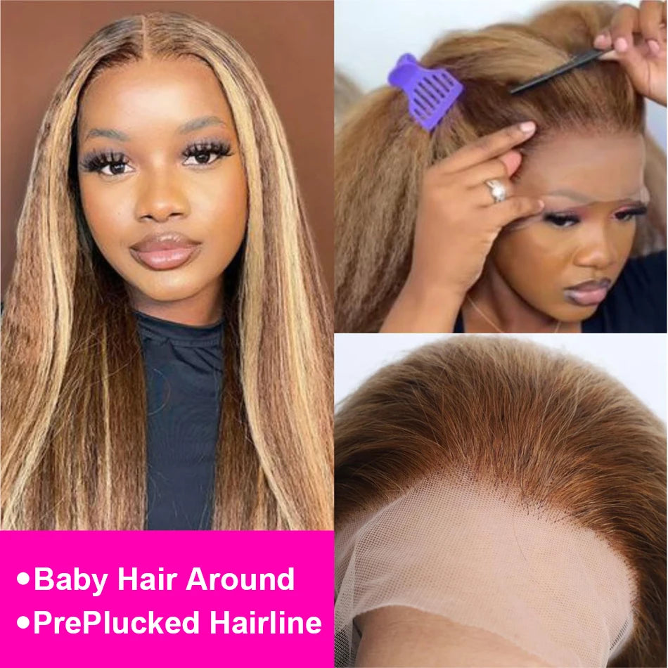 Highlight Kinky Straight Human Hair Wigs