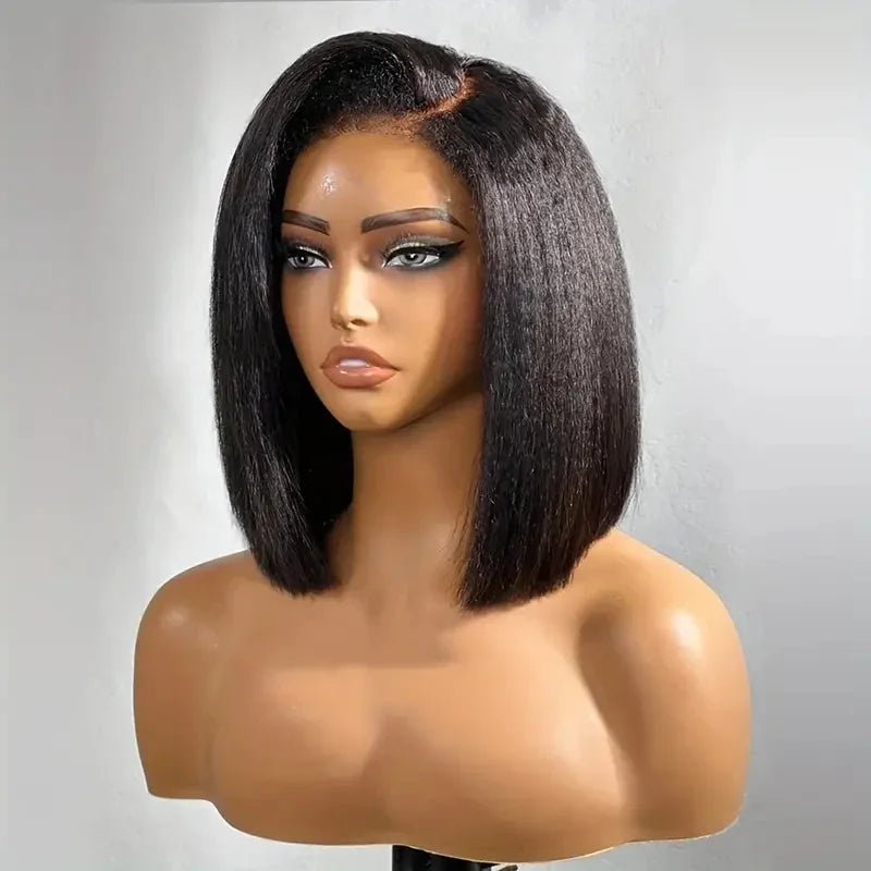 Coarse Yaki Peruvian Kinky Straight Short Bob Wigs