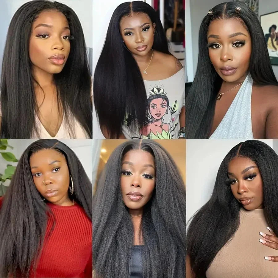 Transparent Yaki Kinky Straight Wigs