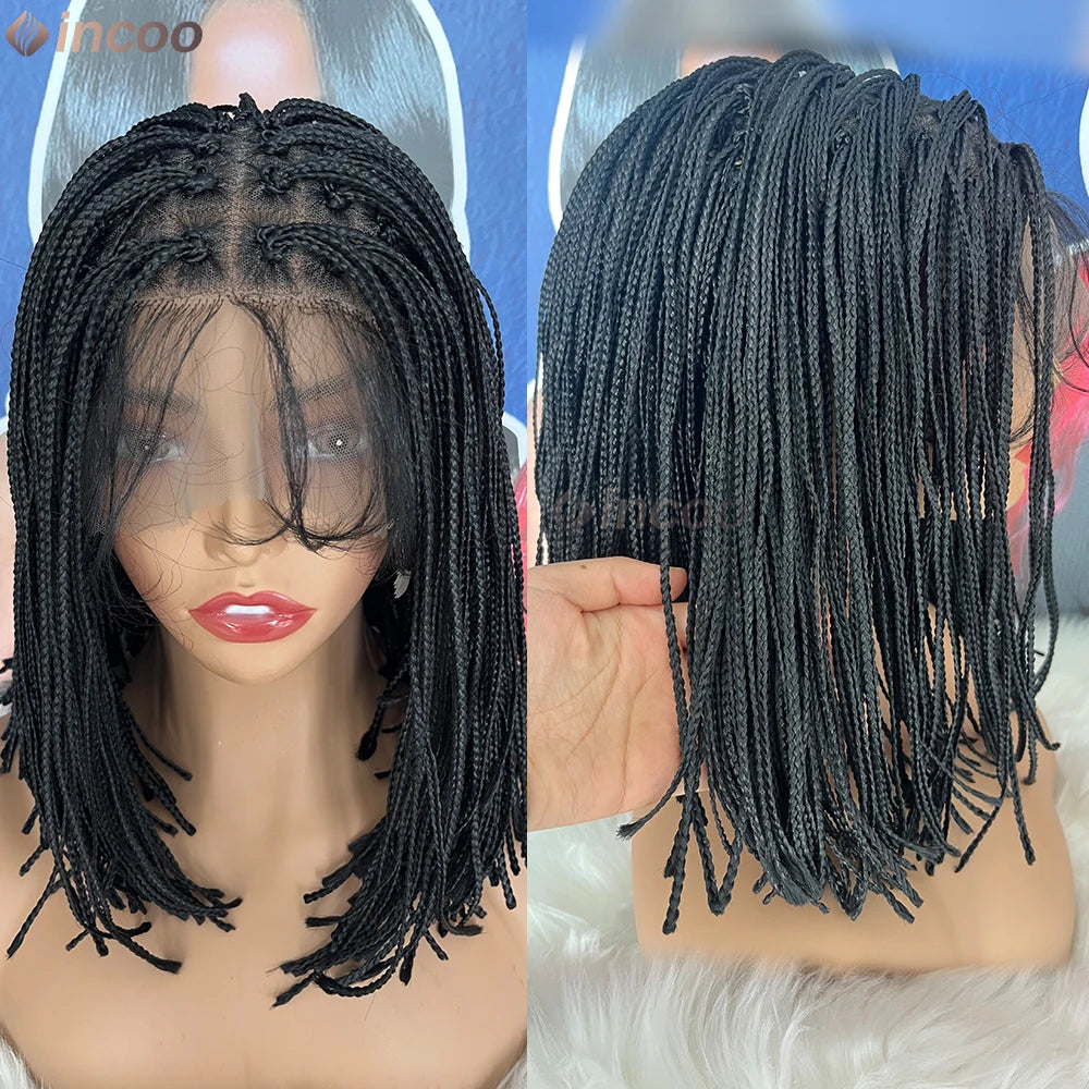 Synthetic Short Micro Box Braided Wig