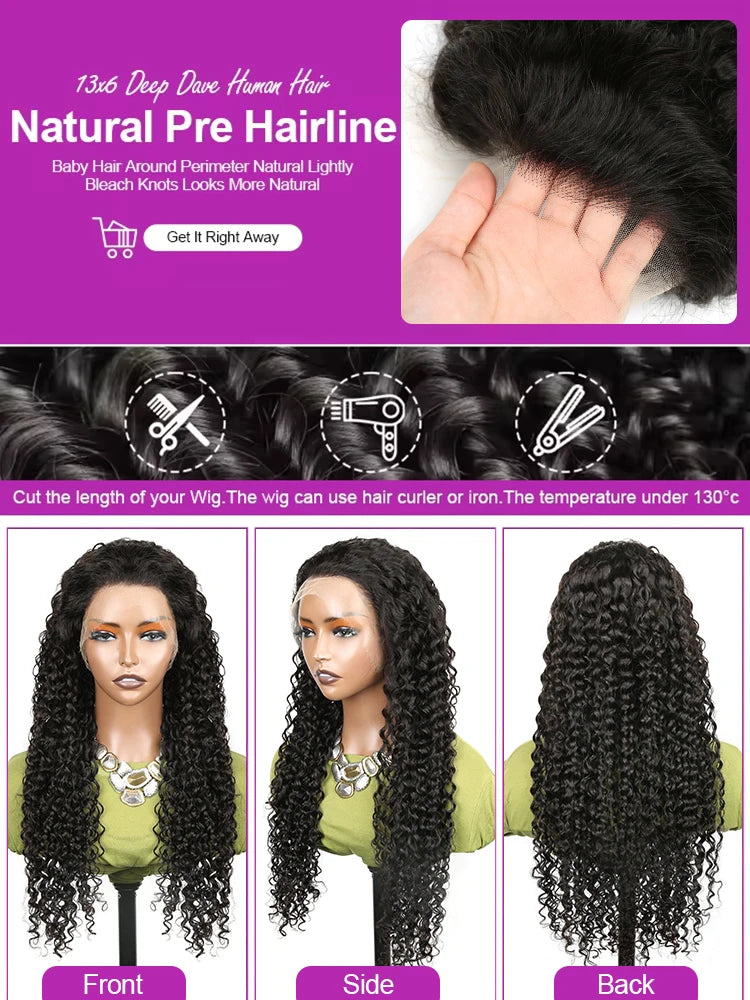 Transparent Deep Water Wave Wig