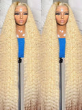Curly Honey Blonde Water Wave Wigs