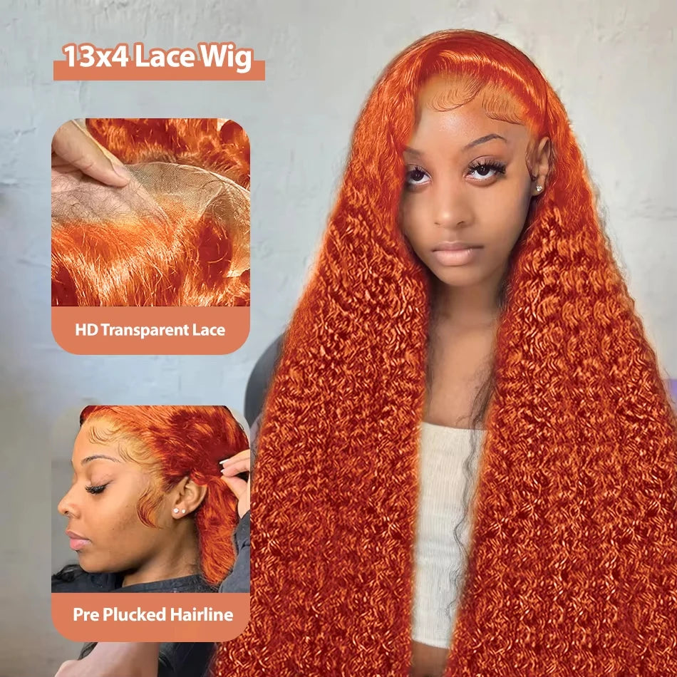 Orange colored Deep Water wave wig