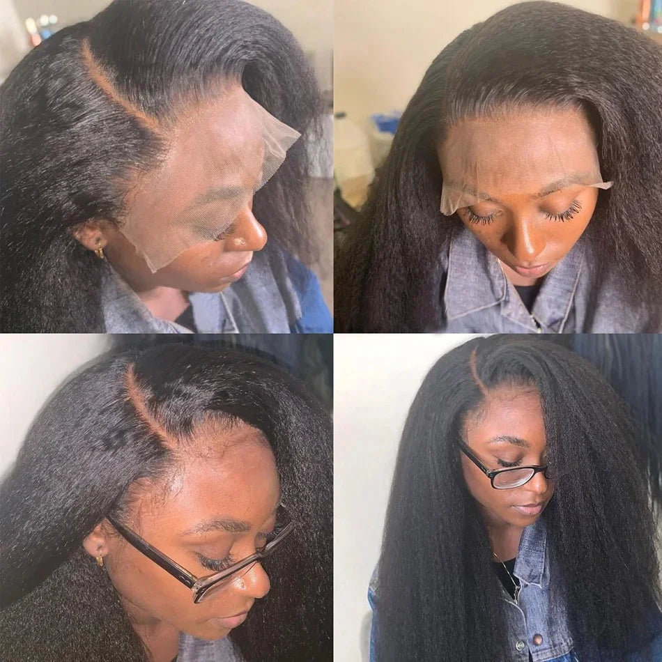 Transparent Yaki Kinky Straight Wigs