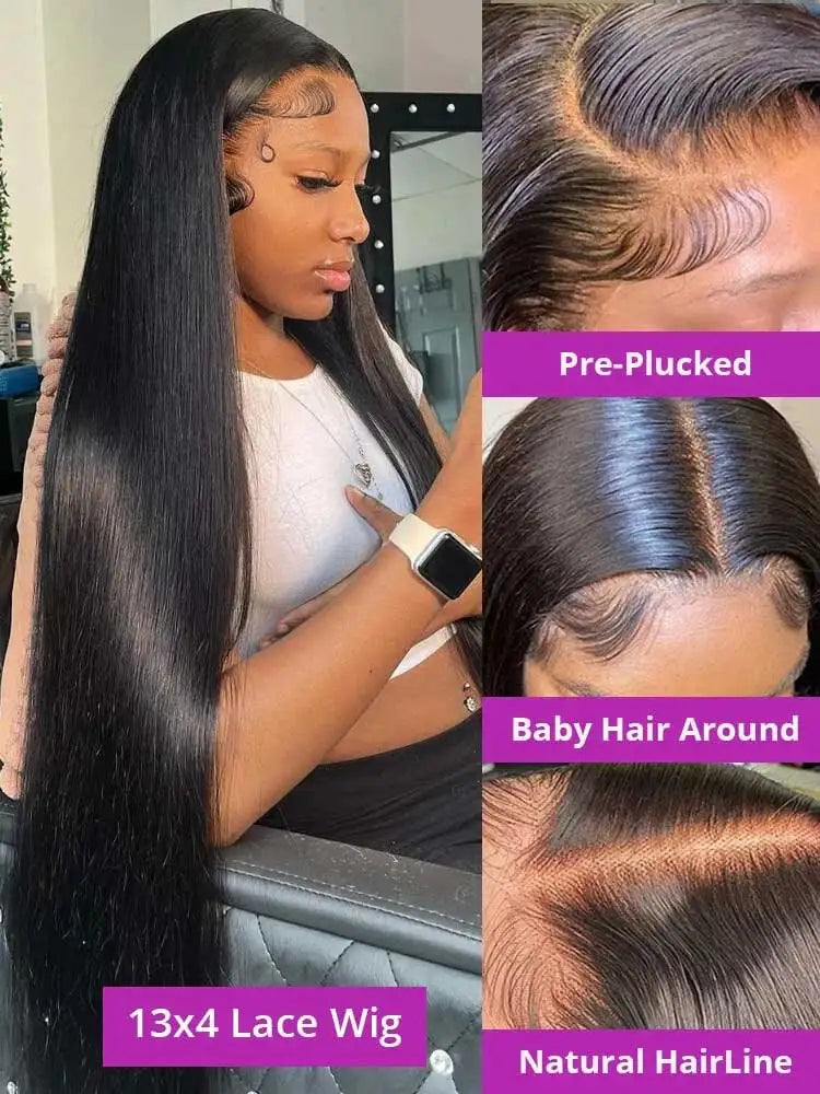 Black Straight Wig With HD Lace Frontal