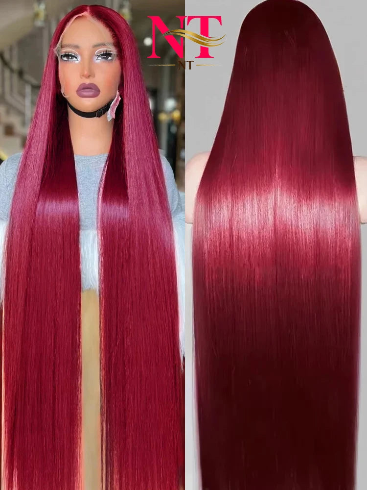 Burgundy Pre-Plucked Straight Wig
