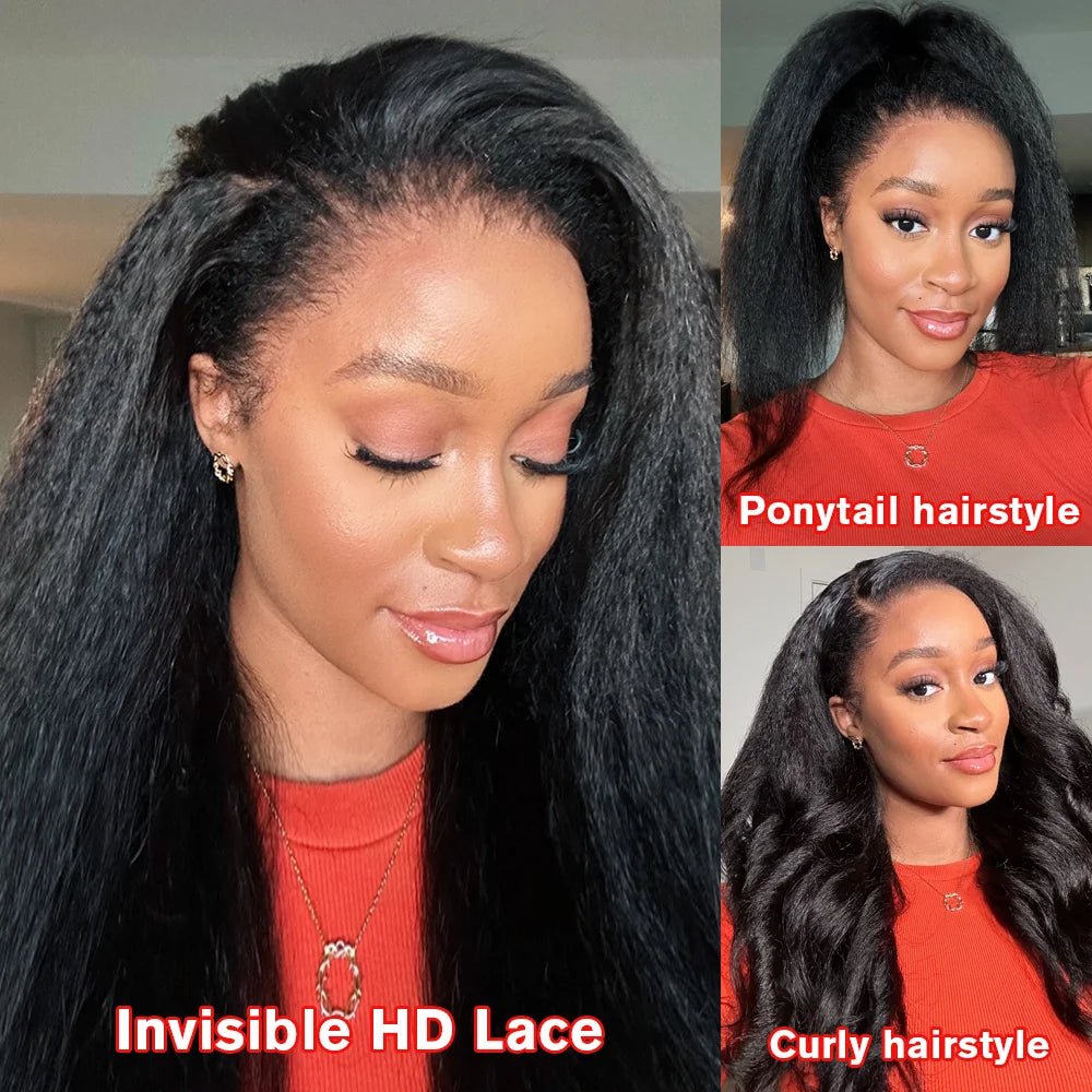 Yaki Kinky Straight Wigs With Curly Edges