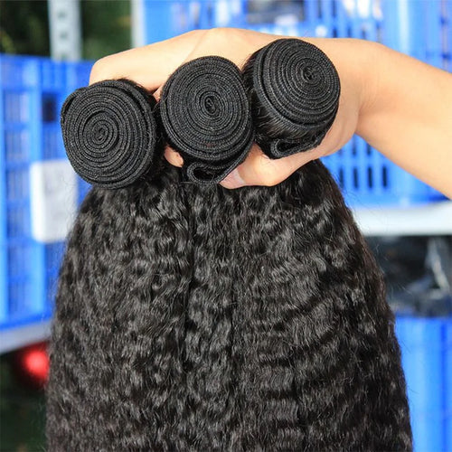 Brazilian Kinky Straight Hair Bundles With Closure