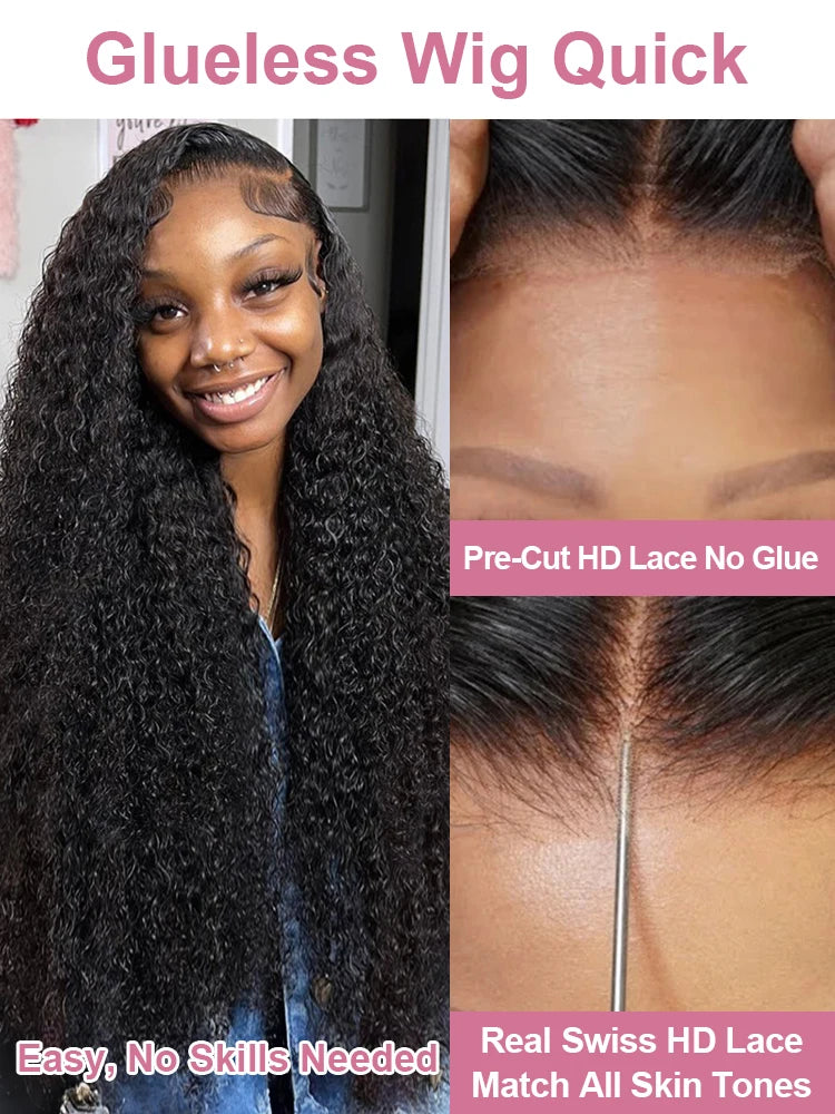 Glueless Deep Water Wave Curly Wigs