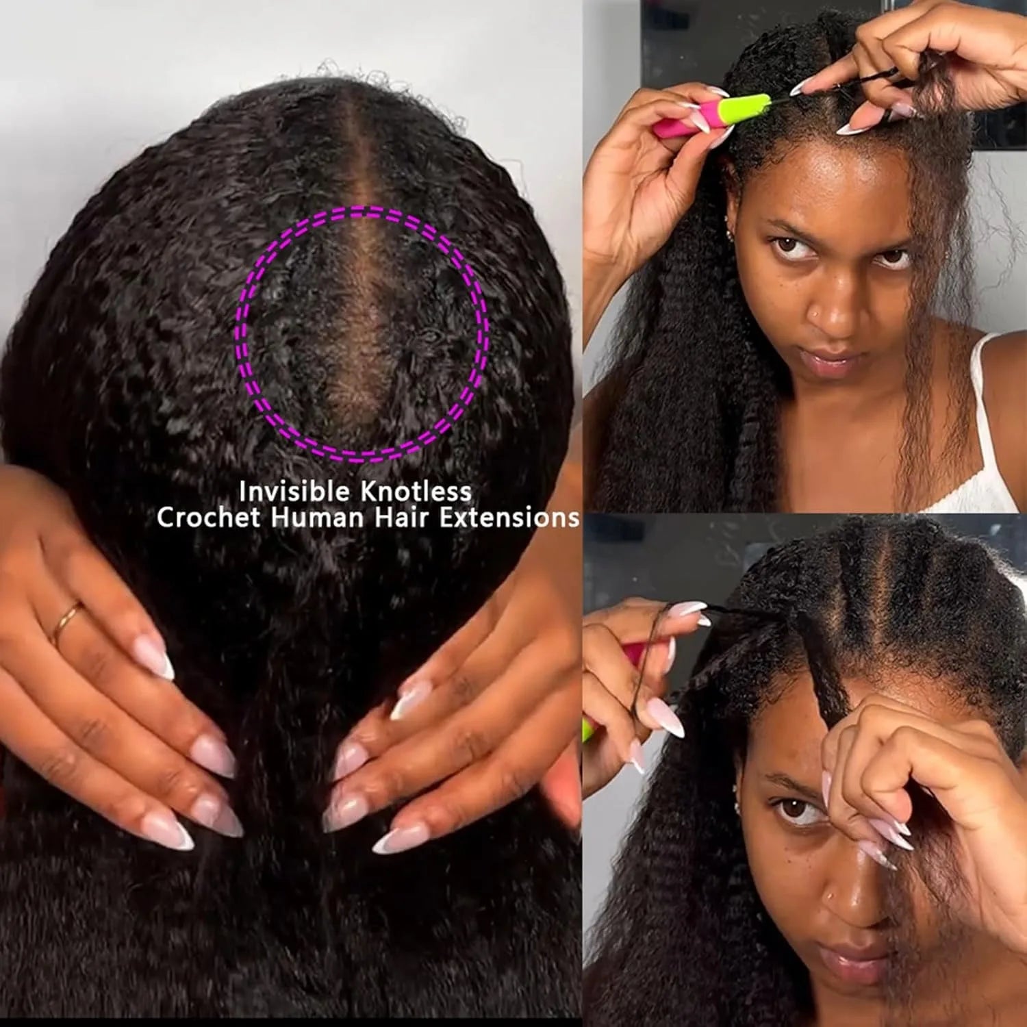 Kinky Straight Knotless Pre Separated Crochet Extensions