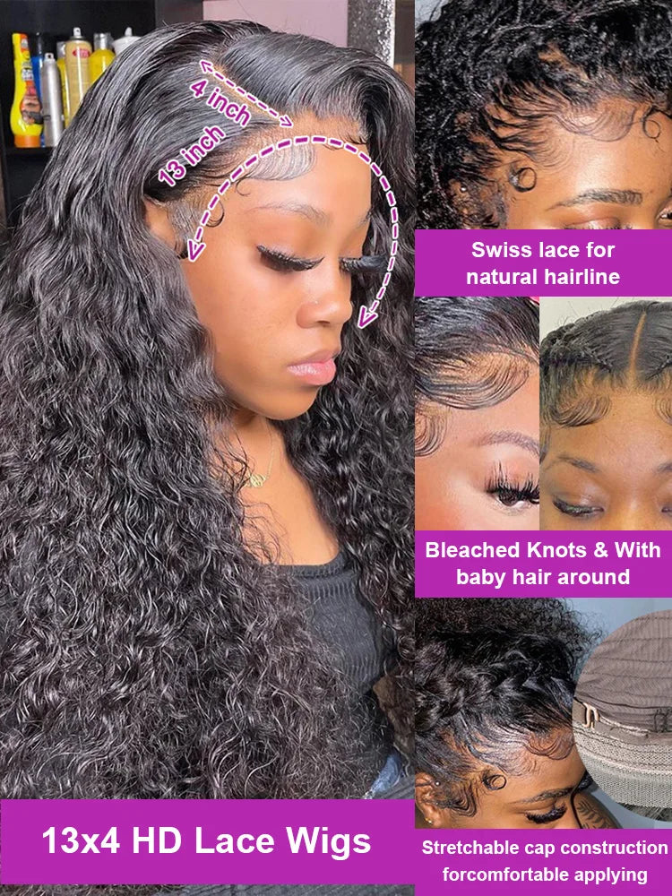 Transparent Deep Water Wave Wig