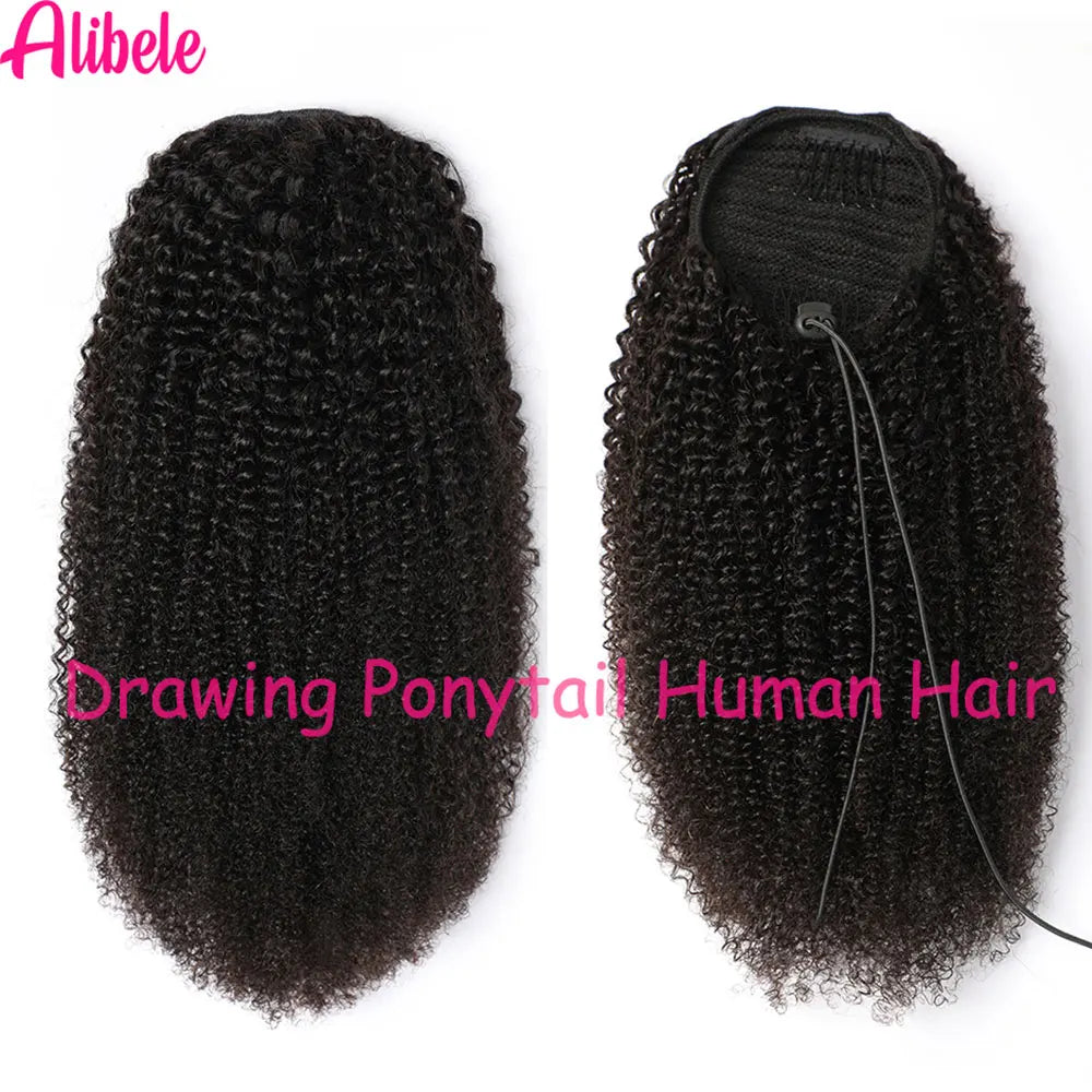 Kinky Curly 4B/4C Remy Human Hair Ponytail