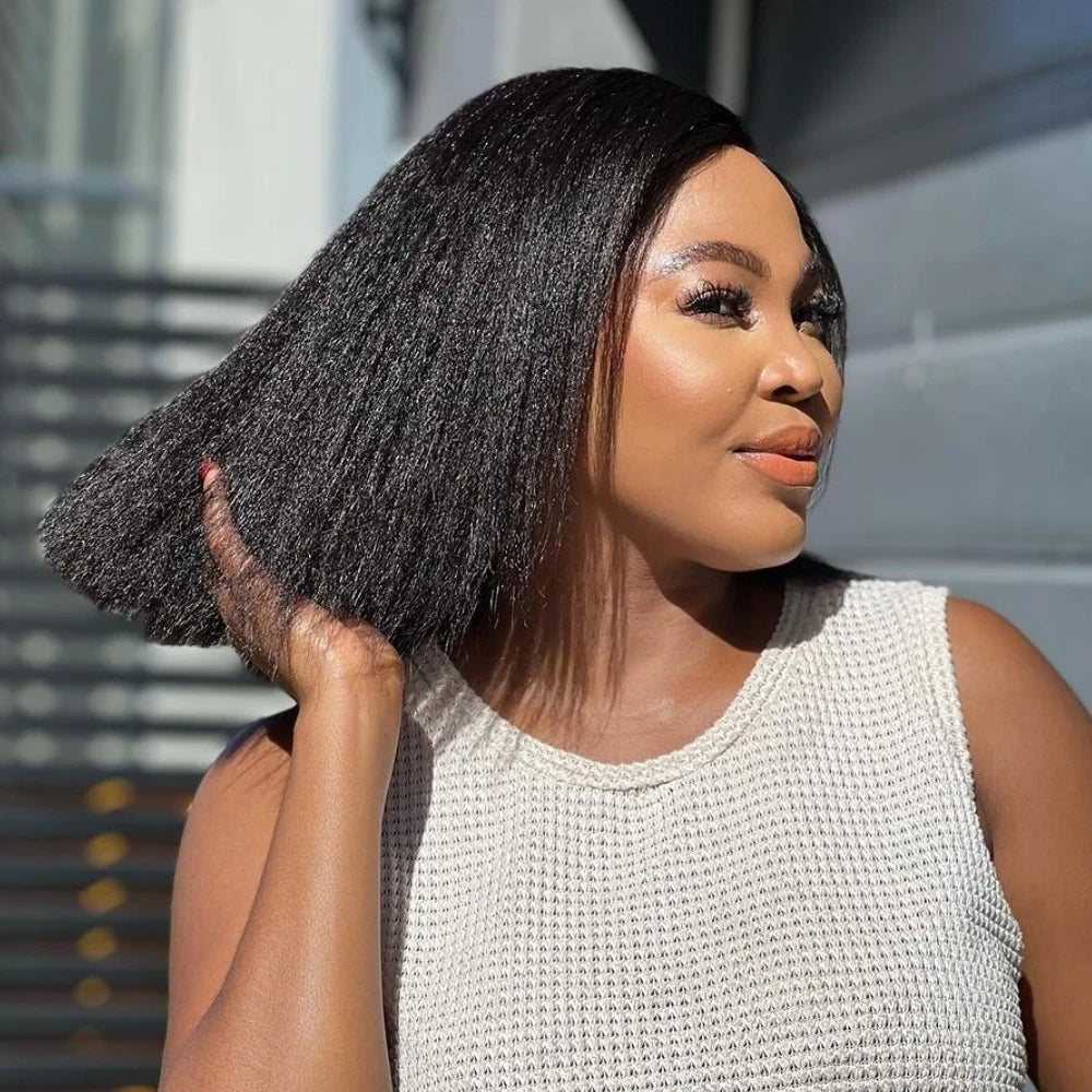 Kinky Straight Bob Human Hair Wigs