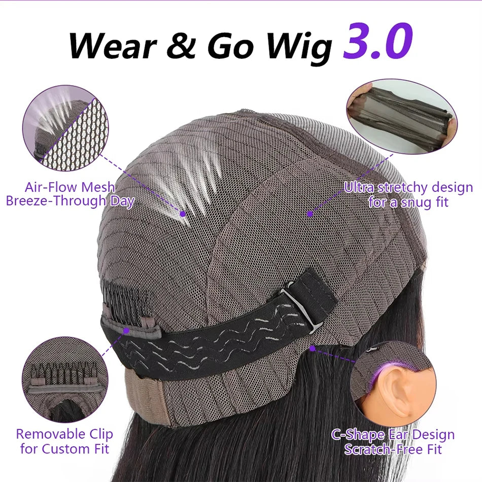 Ginger With Black Kinky Straight Glueless Wig