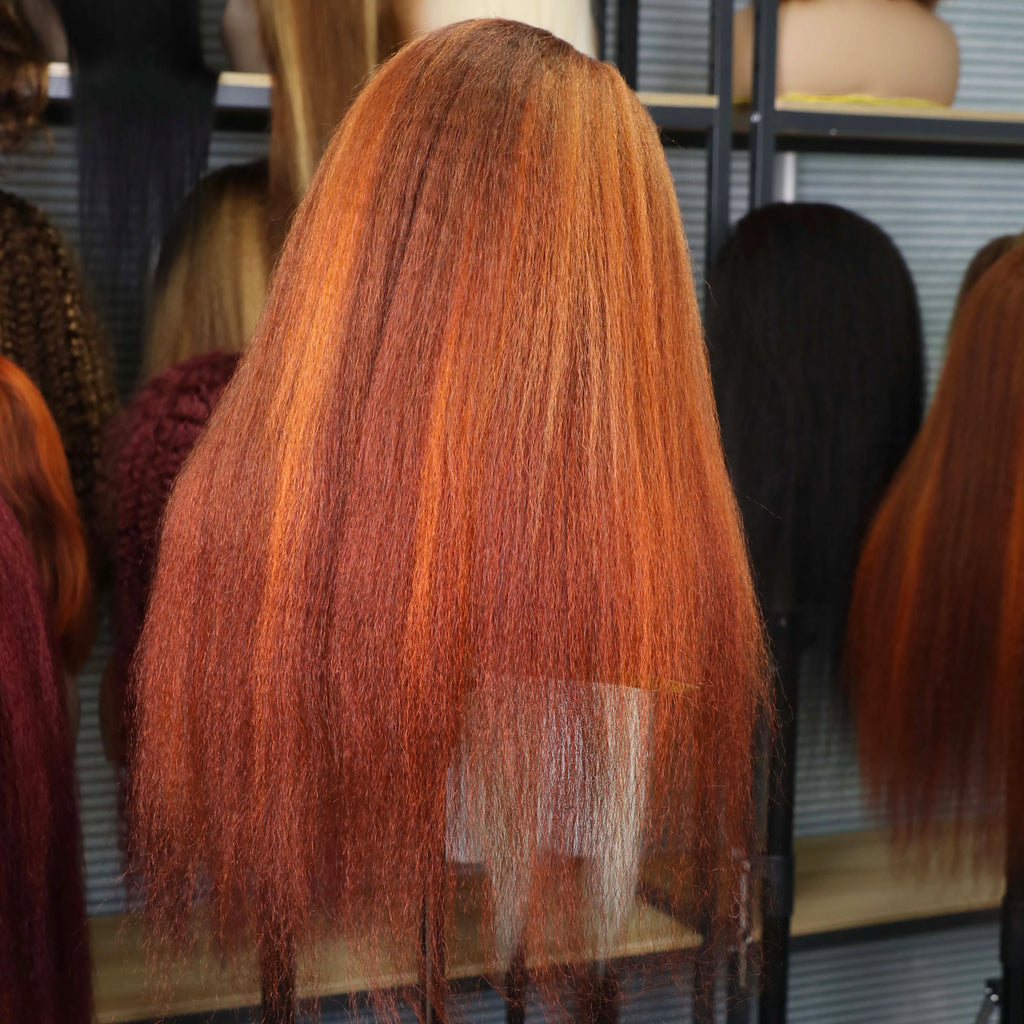 Kinky Straight HD Lace Frontal Yaki Straight Human Hair Wig