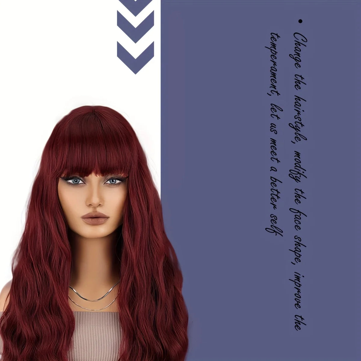 Burgundy Wig with Bangs