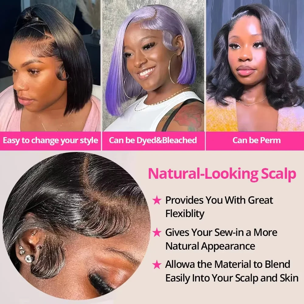 Glueless Bone Straight Bob Wig
