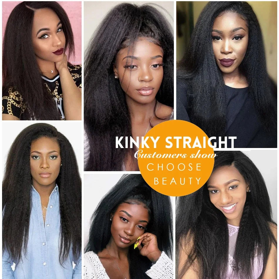 Straight Transparent Kinky Hair Wigs