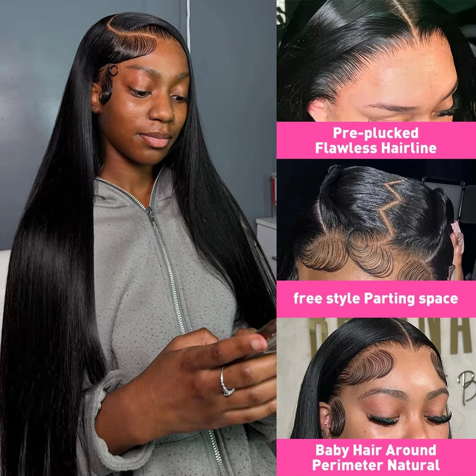 Pre Plucked Glueless Closure Bone Straight Wigs