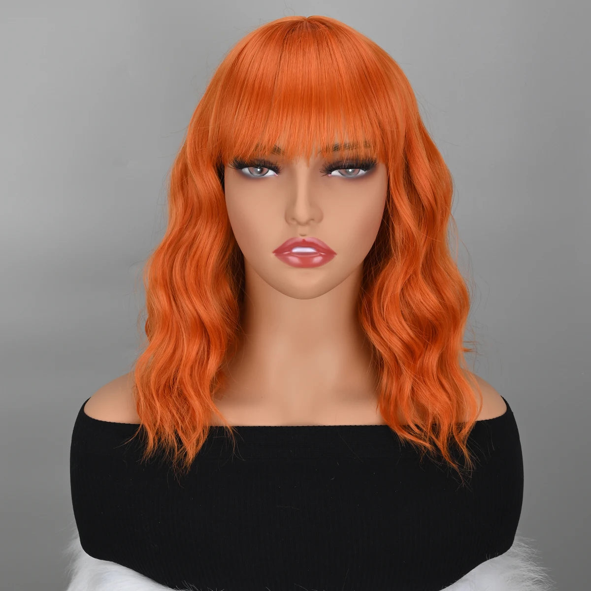 Orange Bob Wigs with Bangs