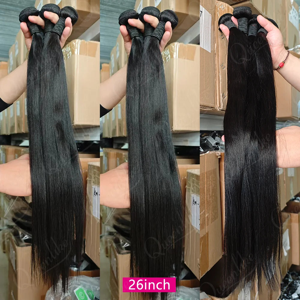 Brazilian Straight Human Hair Bundles with Closure