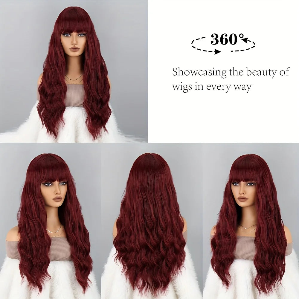 Burgundy Wig with Bangs